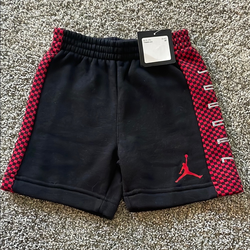 NEW! JORDAN BLACK AND RED SHORTS. SIZE 2T. BOYS.